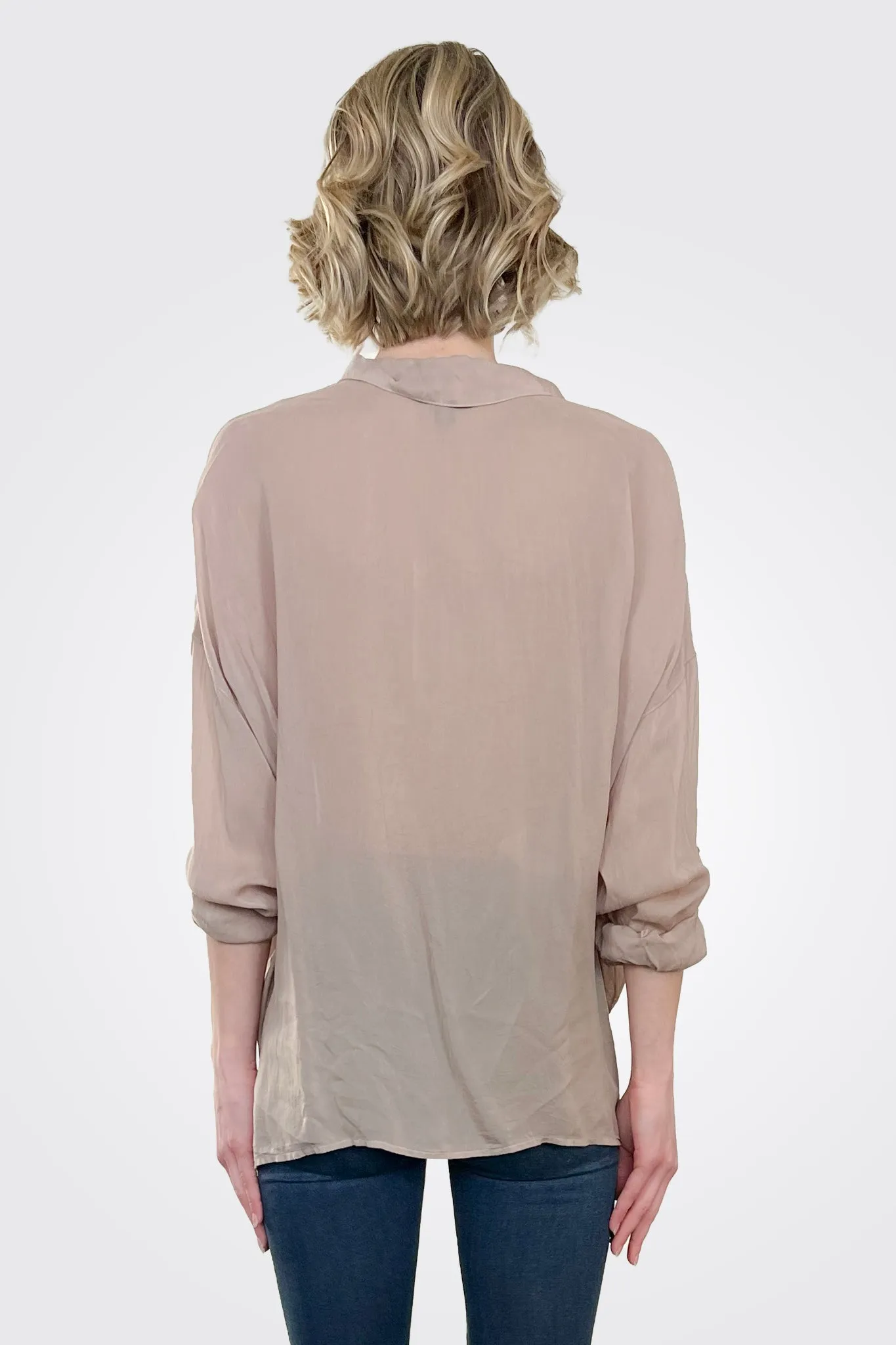 Cargo Pocket Tie Front Top - Khaki