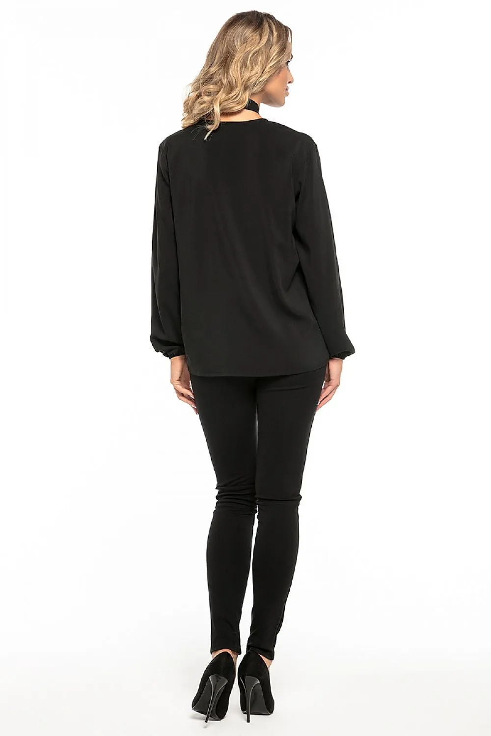 Chic Deep Neck Chiffon Blouse