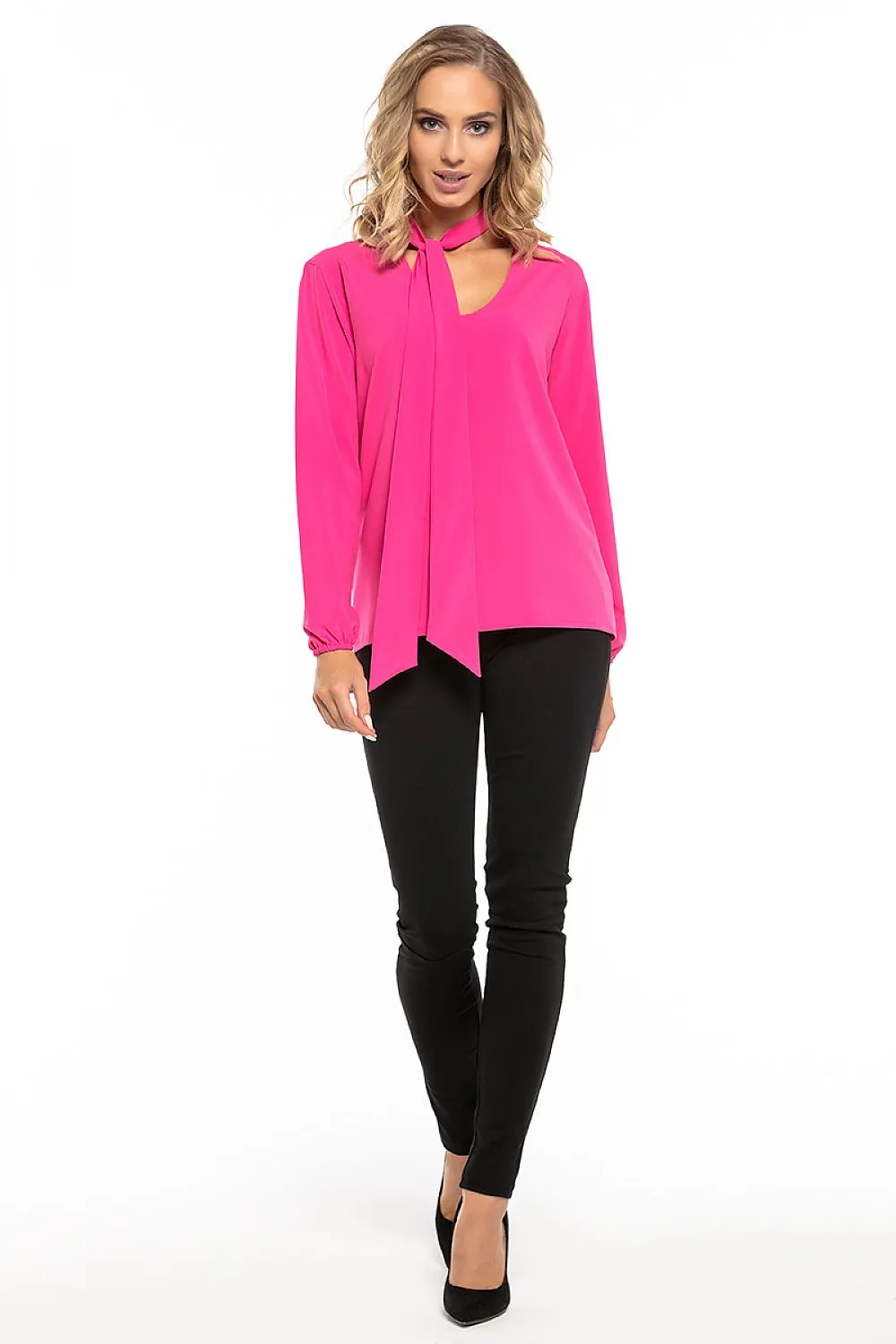 Chic Deep Neck Chiffon Blouse