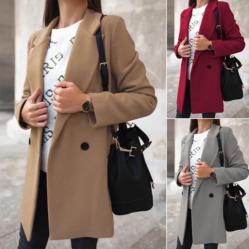 Chic Woolen Coat for Autumn with Classic Fit