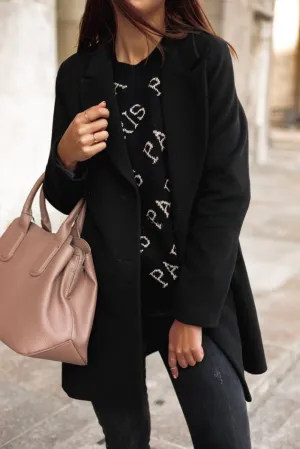 Chic Woolen Coat for Autumn with Classic Fit