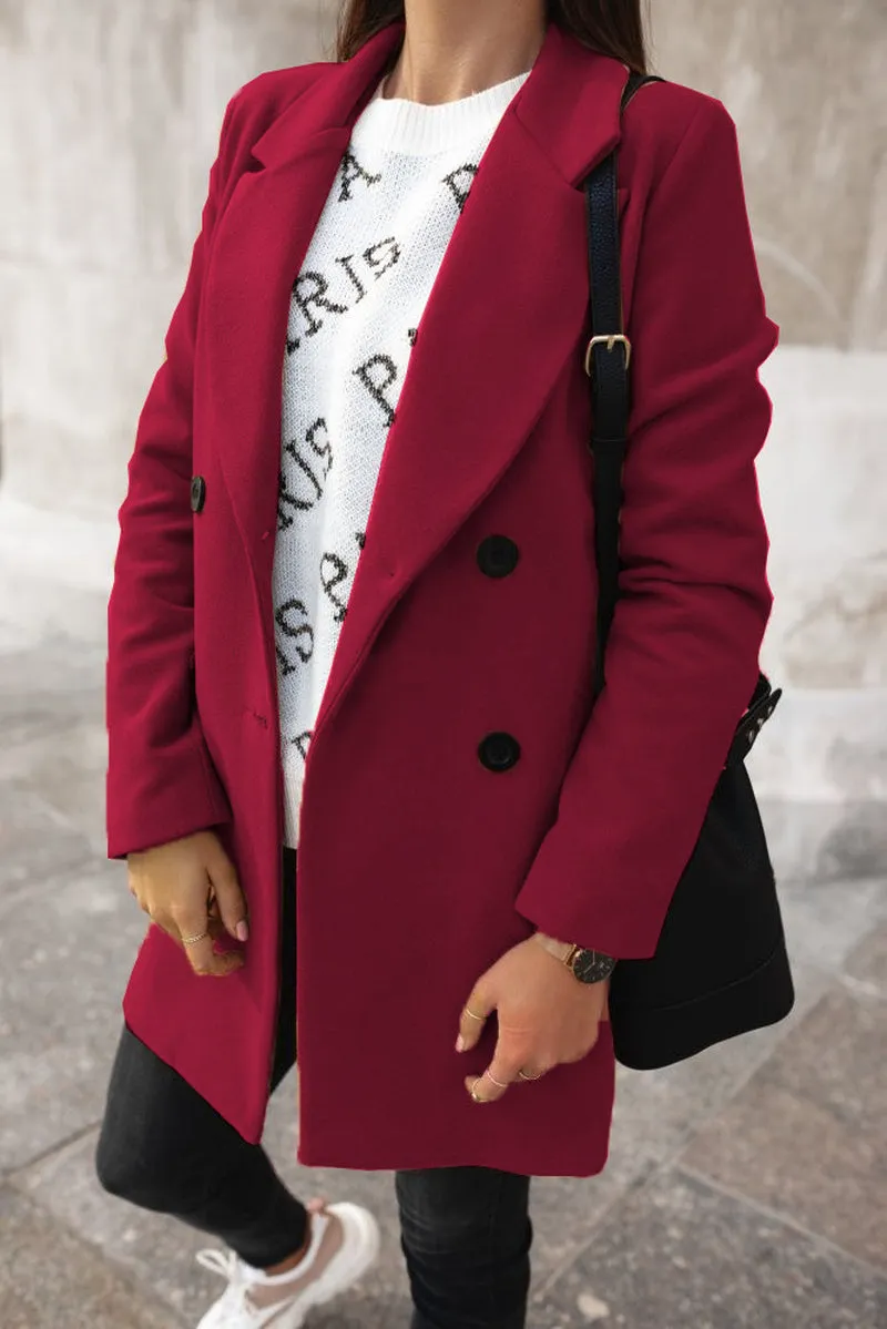 Chic Woolen Coat for Autumn with Classic Fit