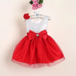 Christmas Flower Girl Dresses Red Sequin Big Bow Baby Party Dress for wedding vestidos infantis 0-4 years