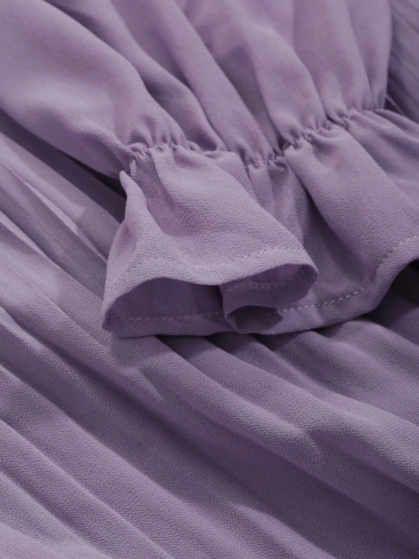 CM-DS351168 Women Casual Seoul Style Solid Color Ruched Long Sleeve Dress - Purple