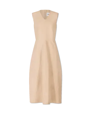 Coated Linen Sleeveless Long Dress