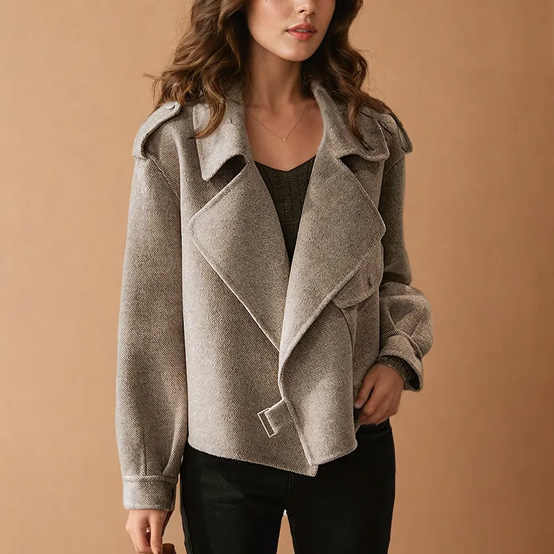 Comfortable crepe wool-like jacket