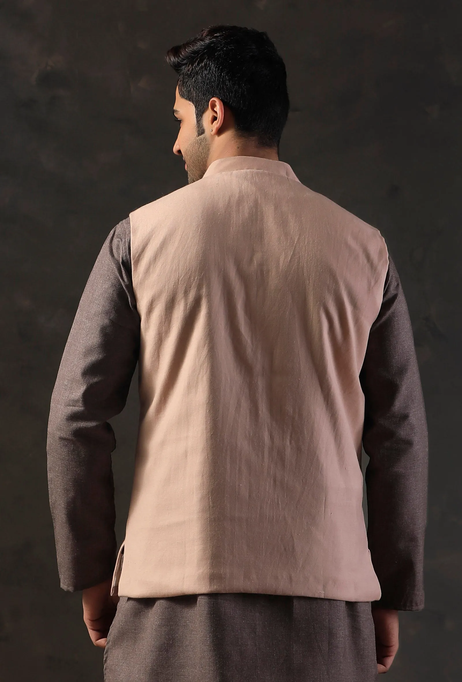 Cream Beige Blend Nehru Jacket