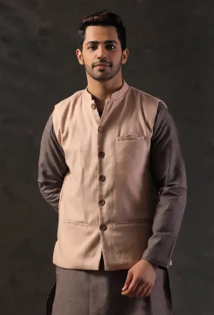 Cream Beige Blend Nehru Jacket
