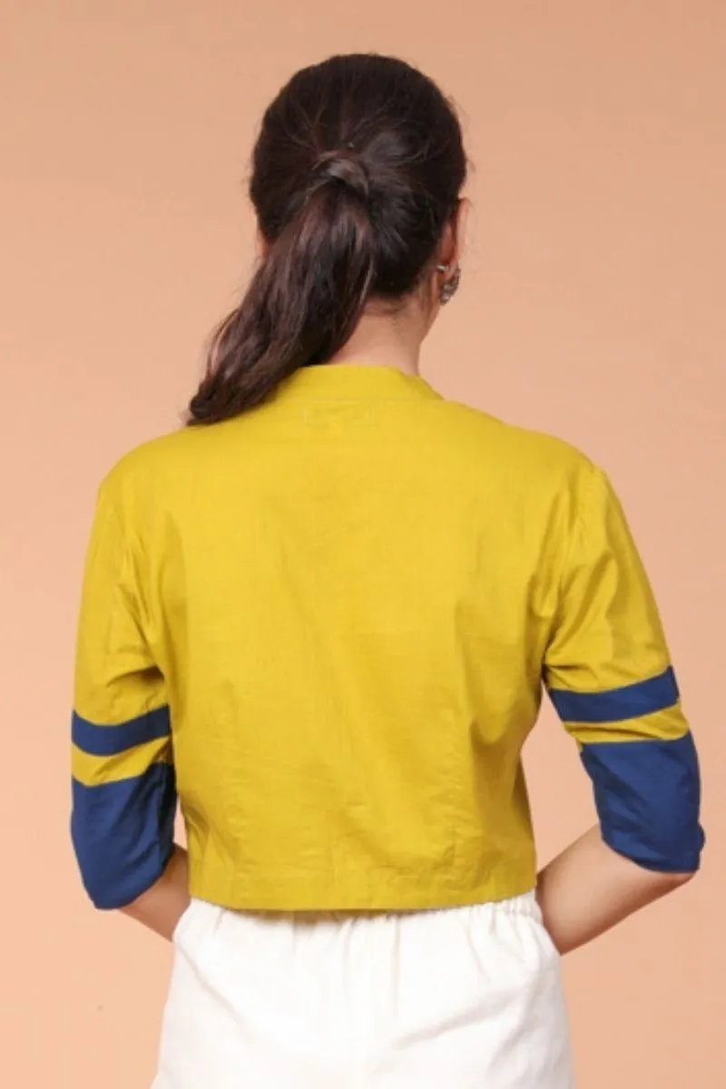 Crop Shirt in Ochre Yellow Cotton