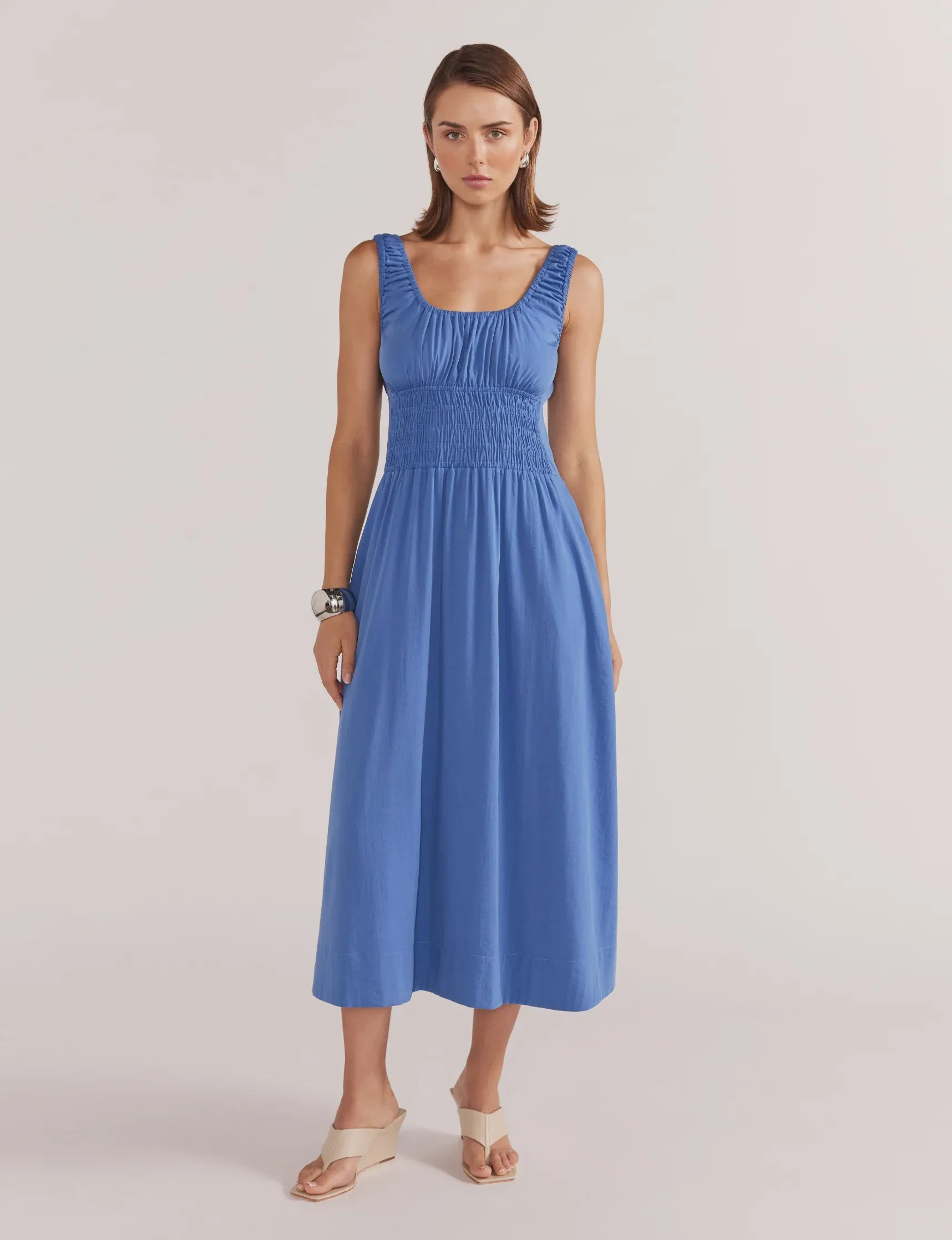 Demi Shirred Midi Dress