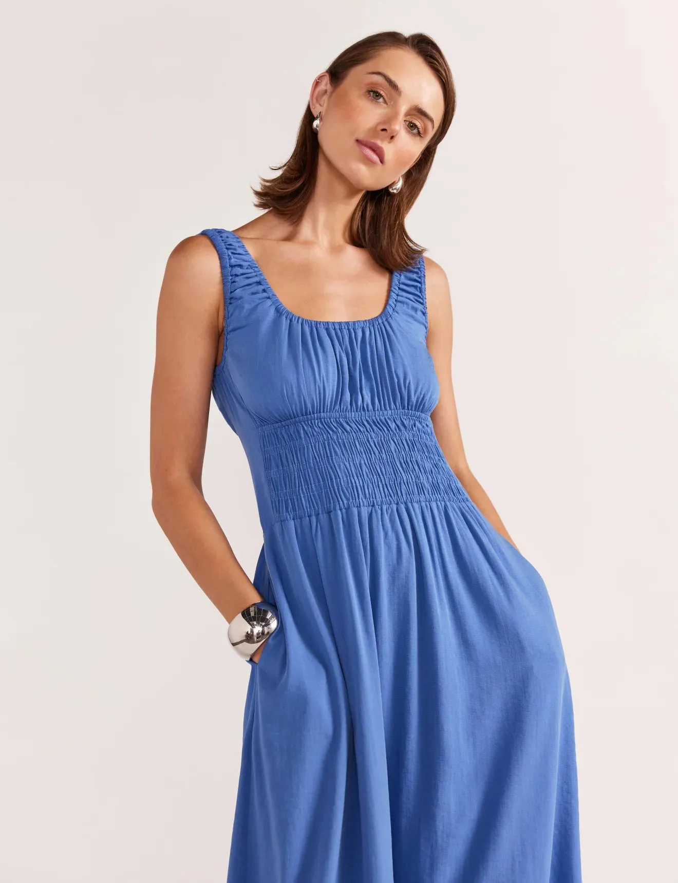 Demi Shirred Midi Dress
