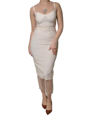 Dolce&Gabbana Women White Bustier Dress Nylon Slim Fit Midi Bodycon Wrap IT 40 S