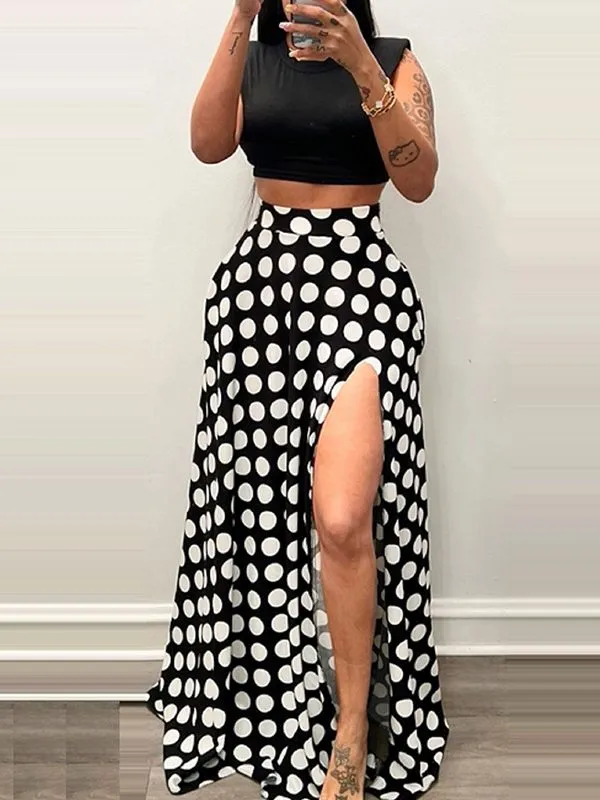 Dot Slit Skirt