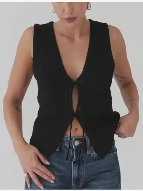 Double Toe Sweater Knit Vest Top