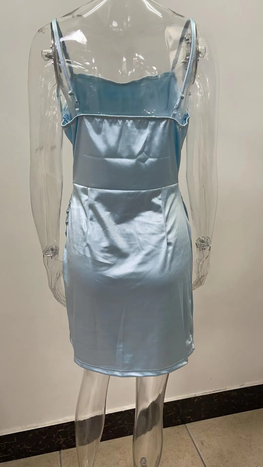 Dreamy In Satin Charming Ruched Mini Dress