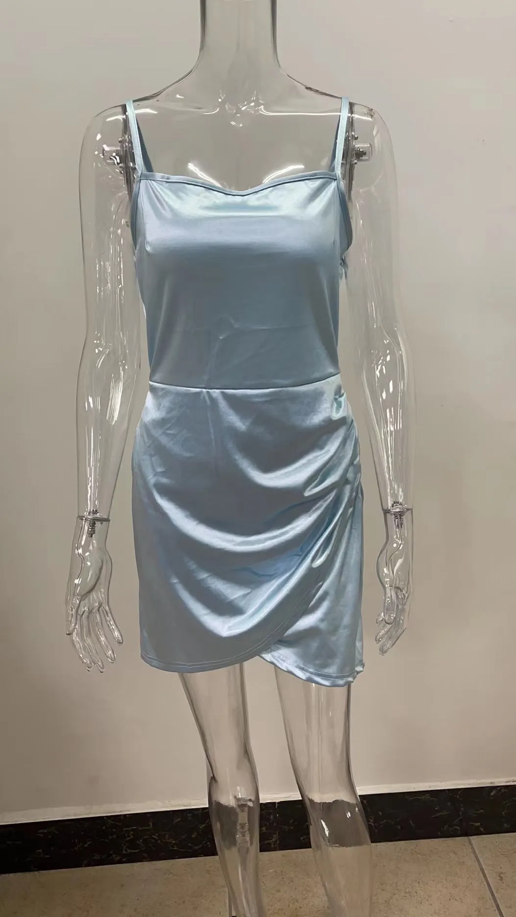 Dreamy In Satin Charming Ruched Mini Dress