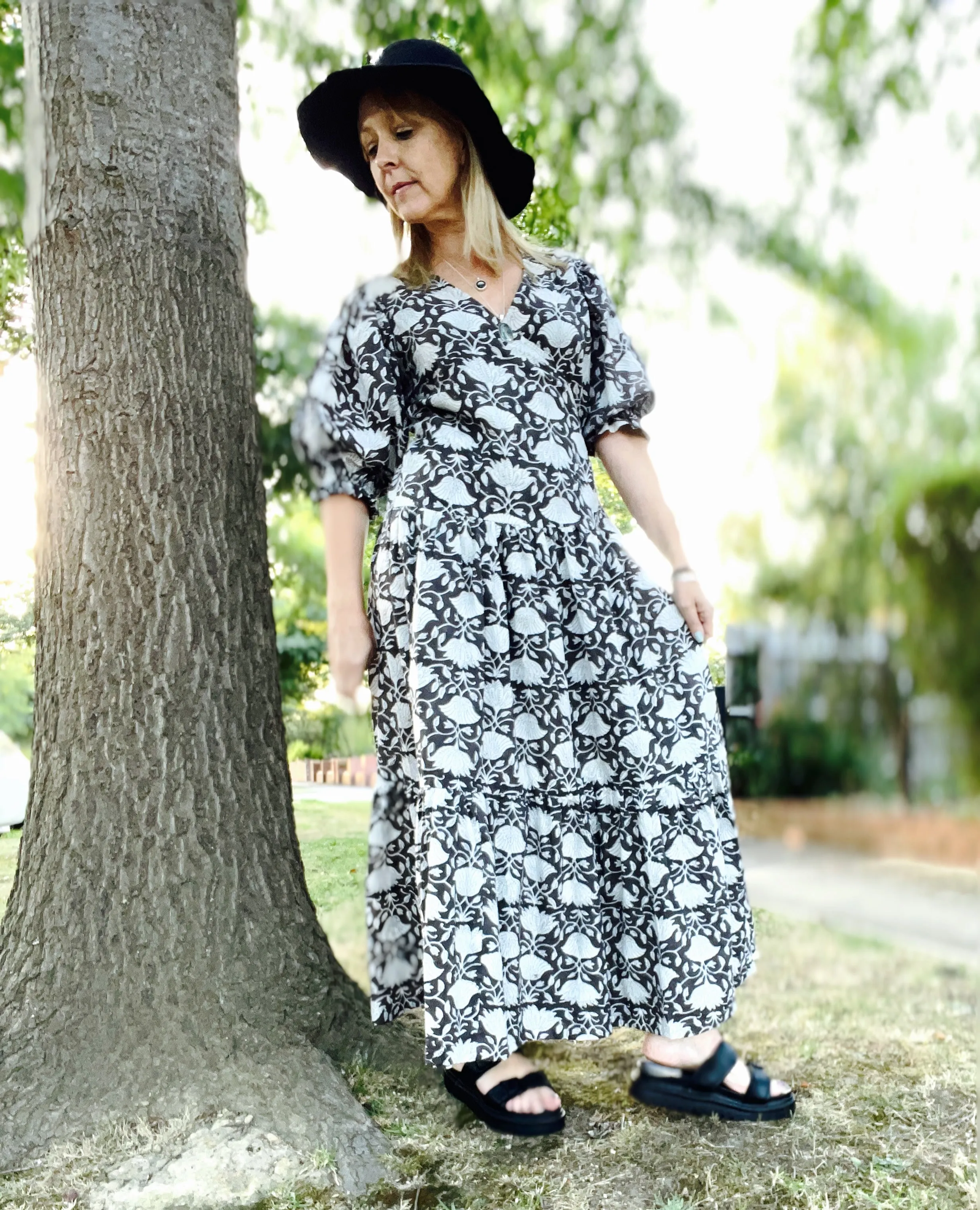 Eclectic Bohemian Puff Sleeve Wrap Dress