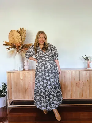 Eclectic Bohemian Puff Sleeve Wrap Dress
