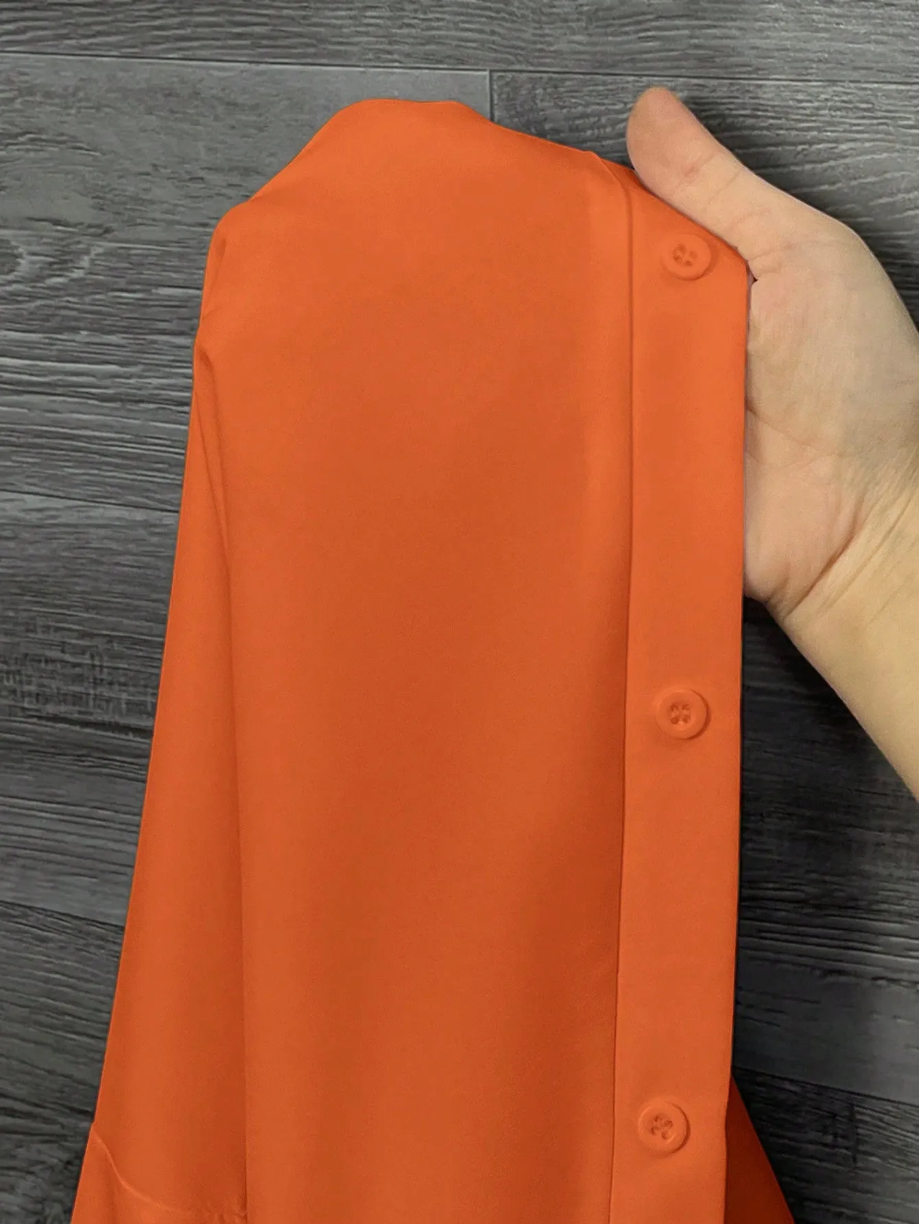 Elegant Loose Solid Lantern Sleeve Asymmetric Hem Long Blouse