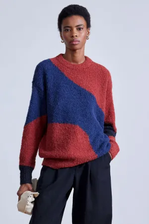 Elle Textured Crew Fig-Midnight