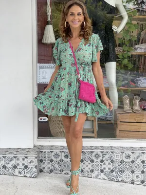 Elsa Short Wrap Dress - Mint