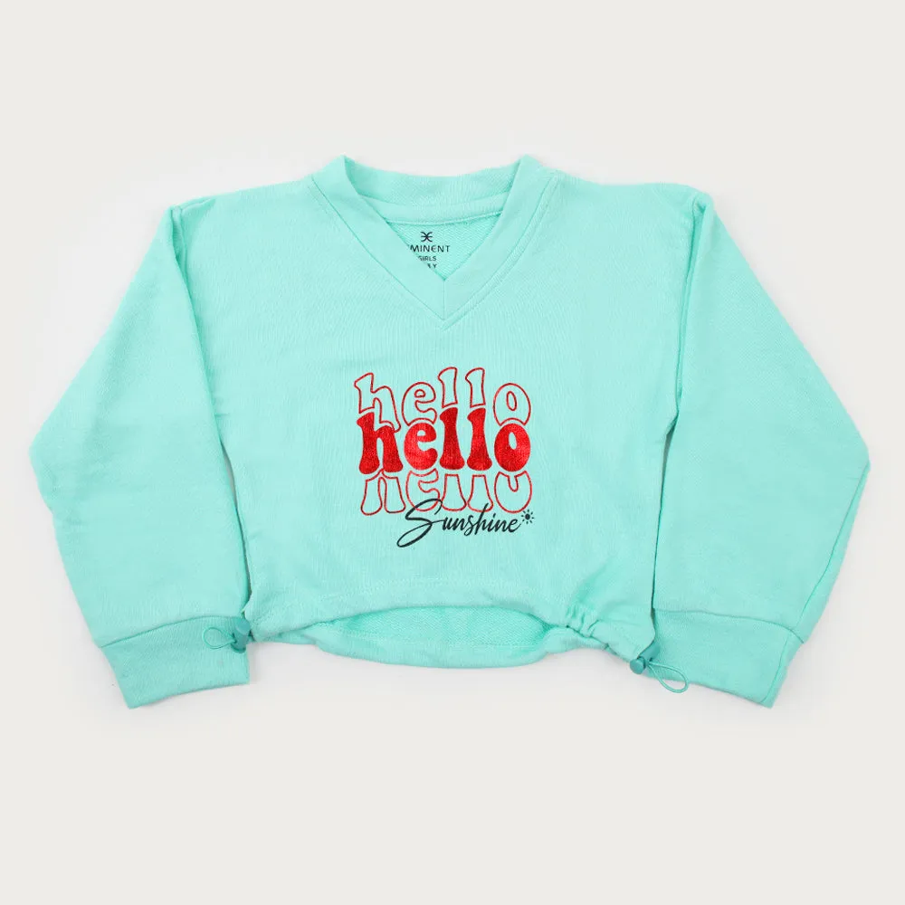 Eminent Girls Full Sleeves Sweat Shirt - Sea Green