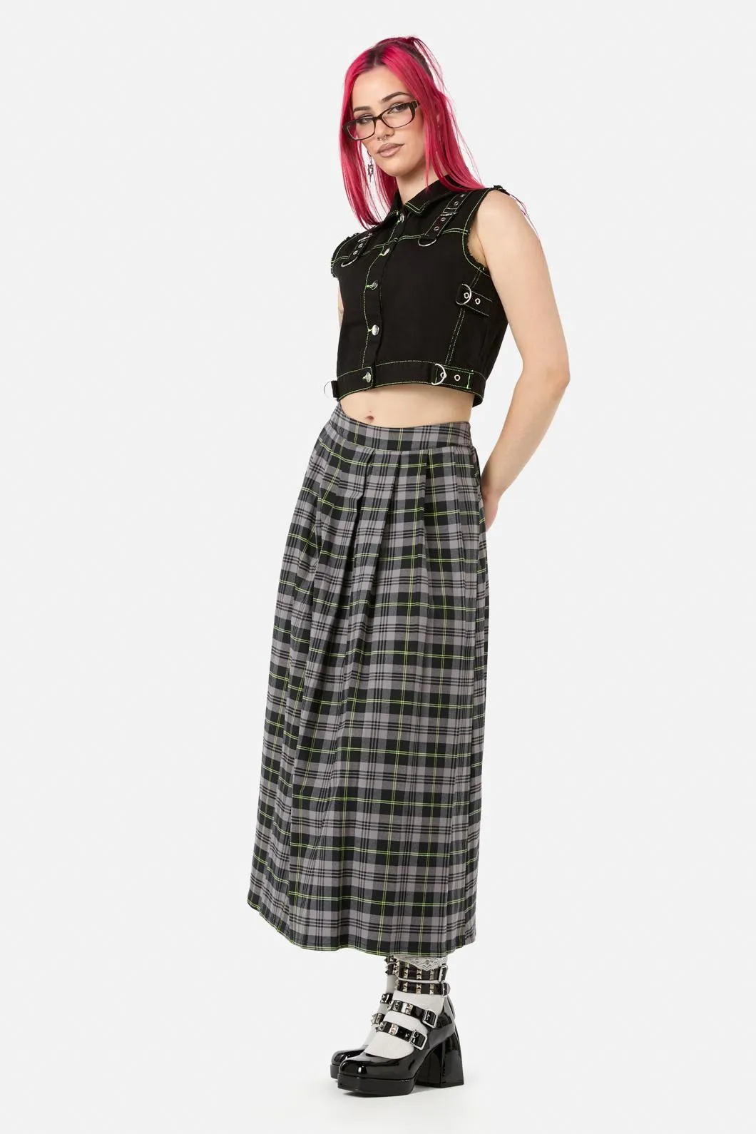 Encounter Tartan Midi Skirt