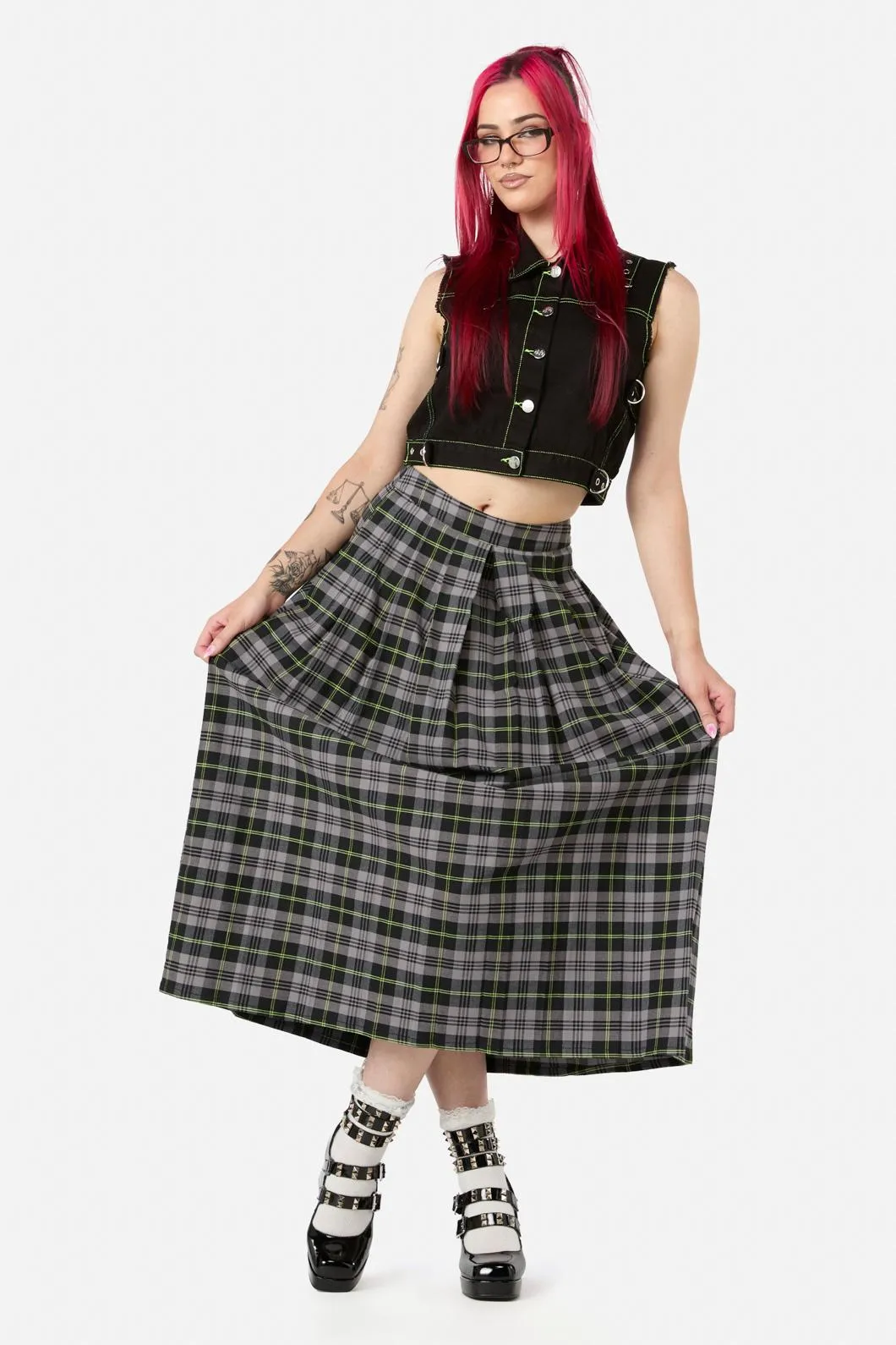 Encounter Tartan Midi Skirt