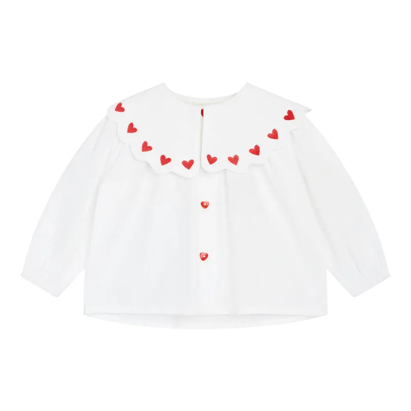 Ever Blouse, White/Ruby Red