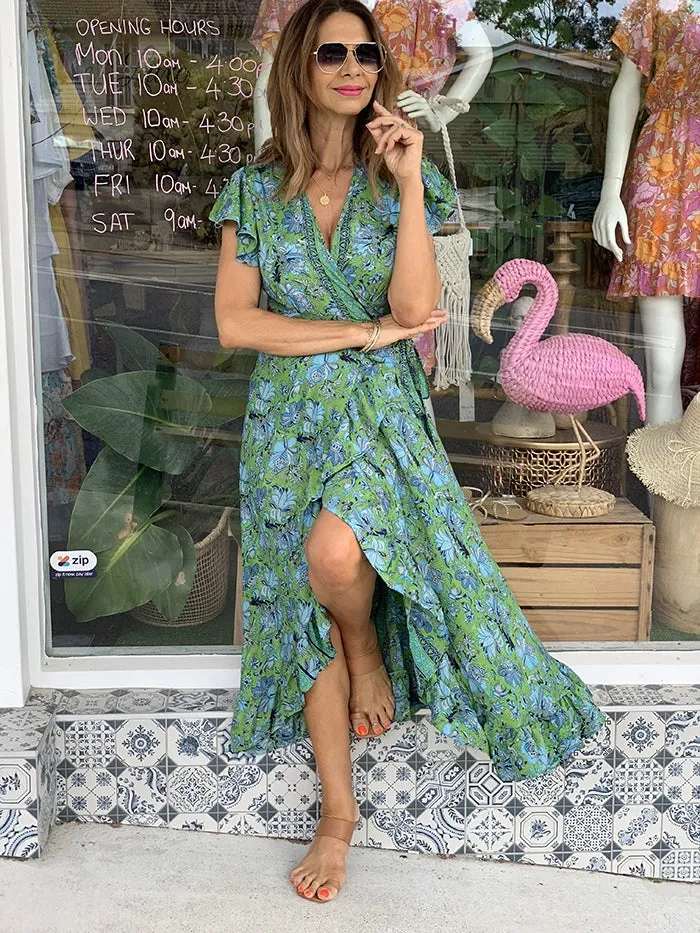 Fallon Wrap Dress - Green