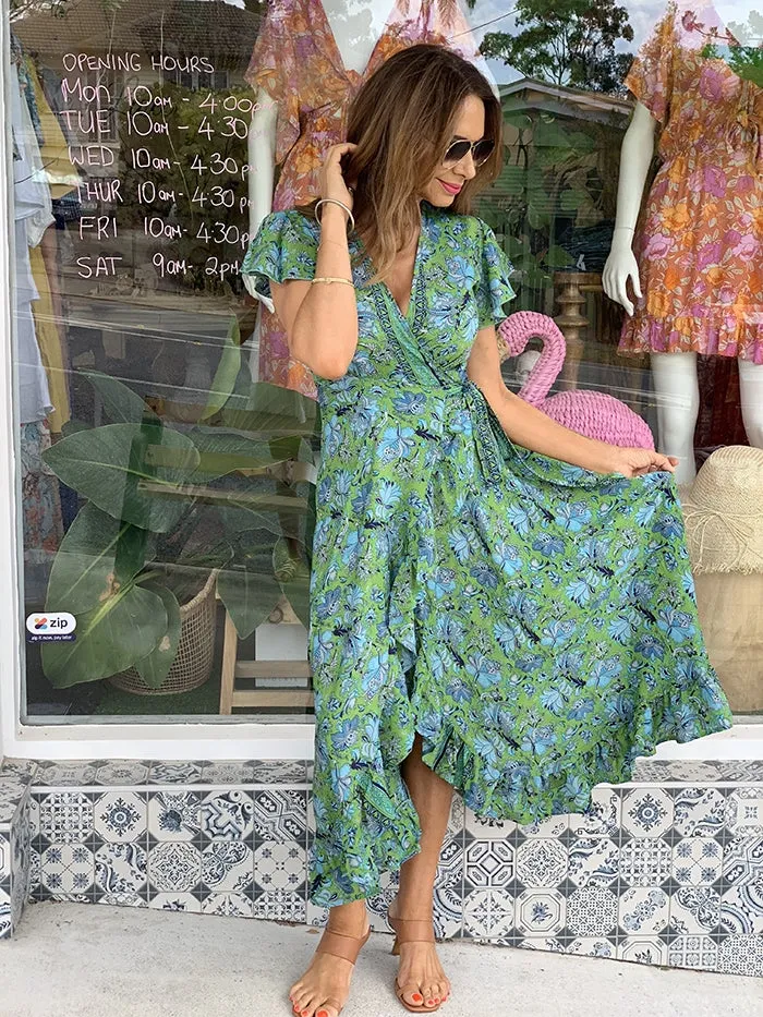 Fallon Wrap Dress - Green