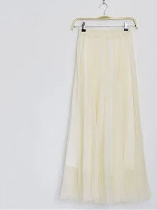 Fashion Women Chiffon Maxi Skirt Elastic High Waist Long Ladies 21 Color Soft Expansion Skirt
