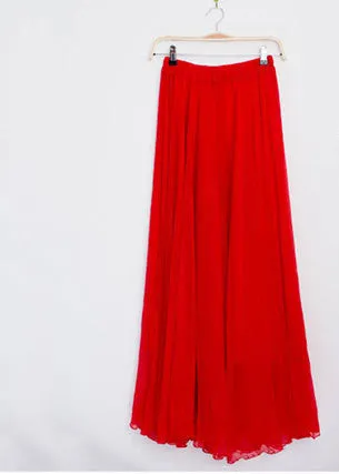 Fashion Women Chiffon Maxi Skirt Elastic High Waist Long Ladies 21 Color Soft Expansion Skirt