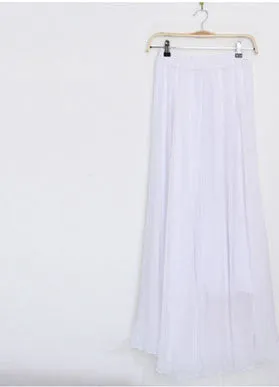 Fashion Women Chiffon Maxi Skirt Elastic High Waist Long Ladies 21 Color Soft Expansion Skirt