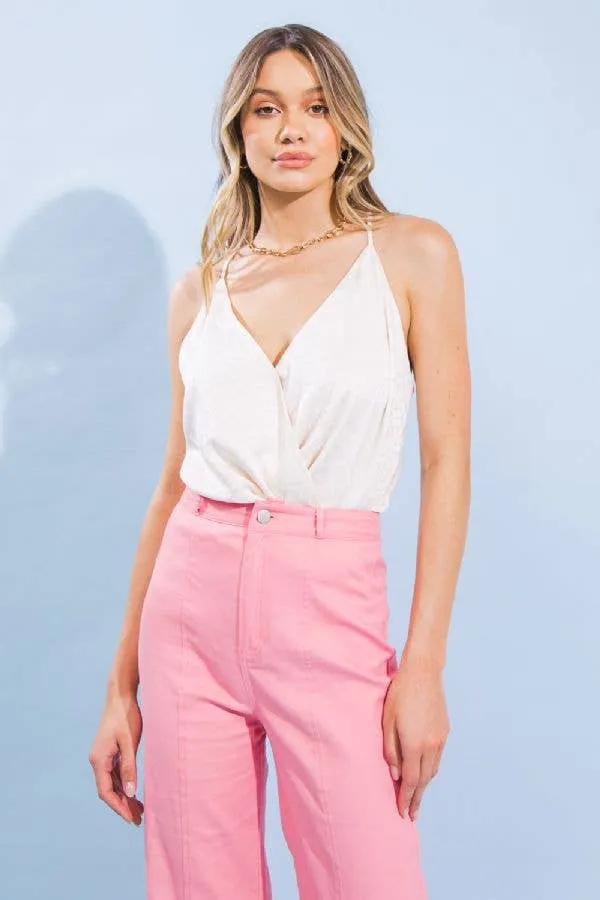 FINAL SALE- Jacquard Satin Cami Bodysuit