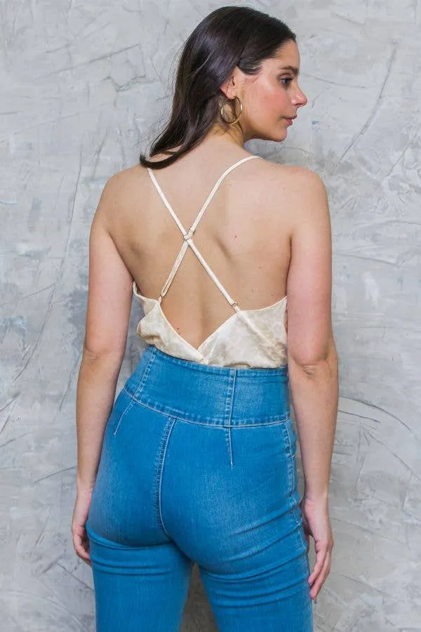 FINAL SALE- Jacquard Satin Cami Bodysuit