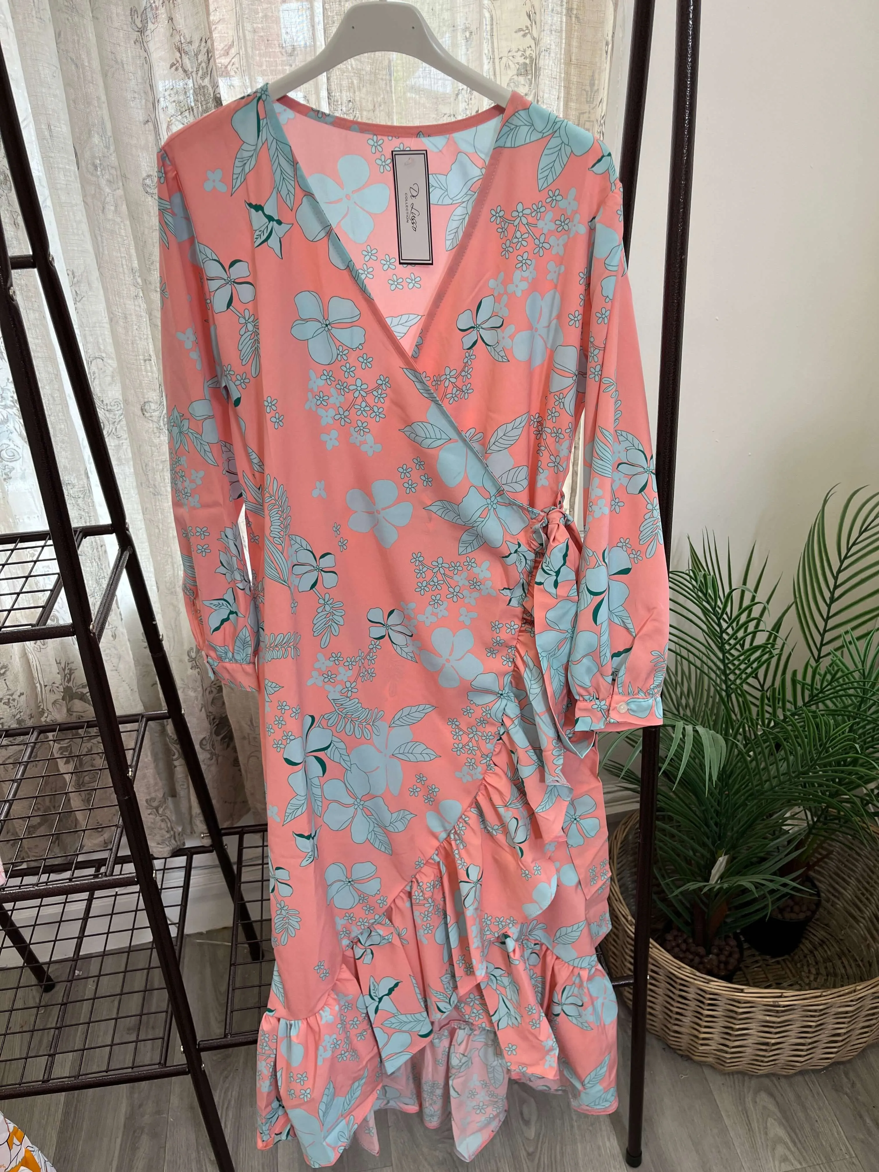 Floral Frill Detail Wrap Dress