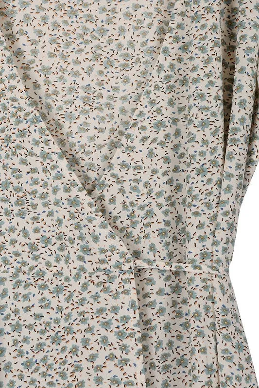 Floral v-neck wrap dress