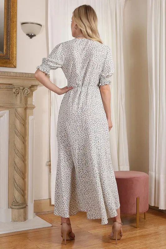 Floral v-neck wrap dress