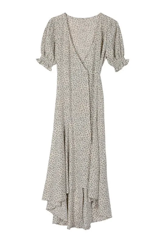 Floral v-neck wrap dress