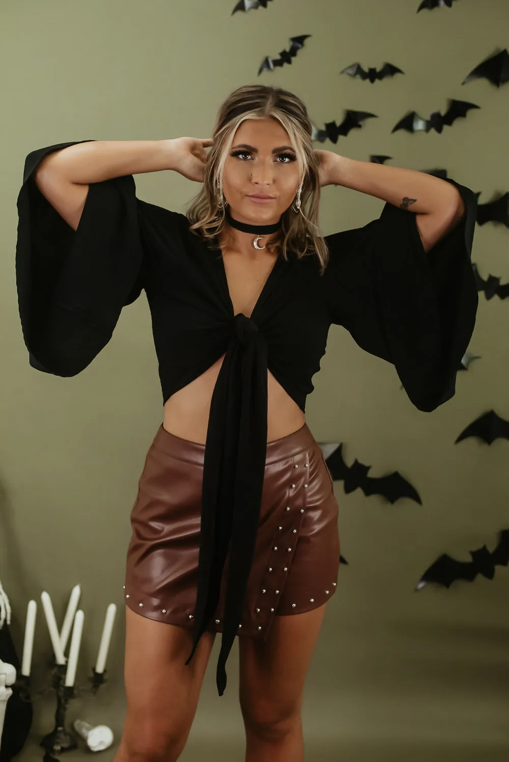 Forever Wear Front Tie Cardi, Black