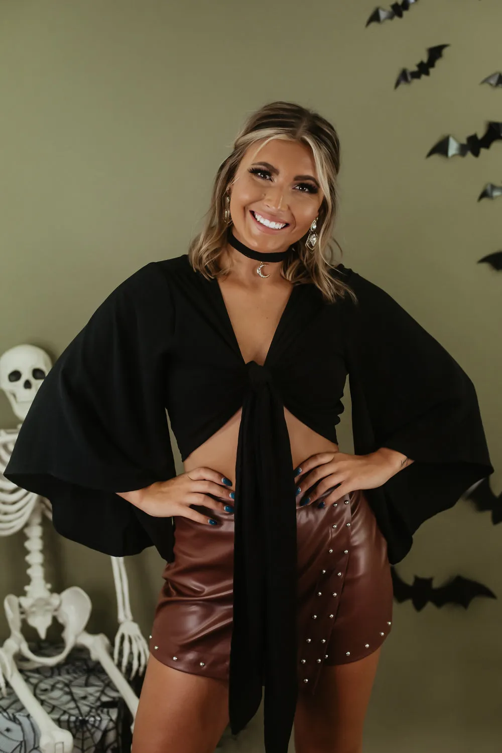 Forever Wear Front Tie Cardi, Black
