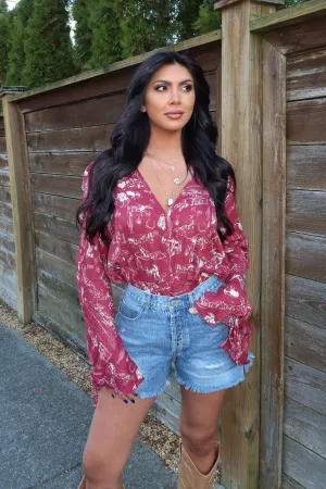 Free People Everything's Rosy Bodysuit - Red