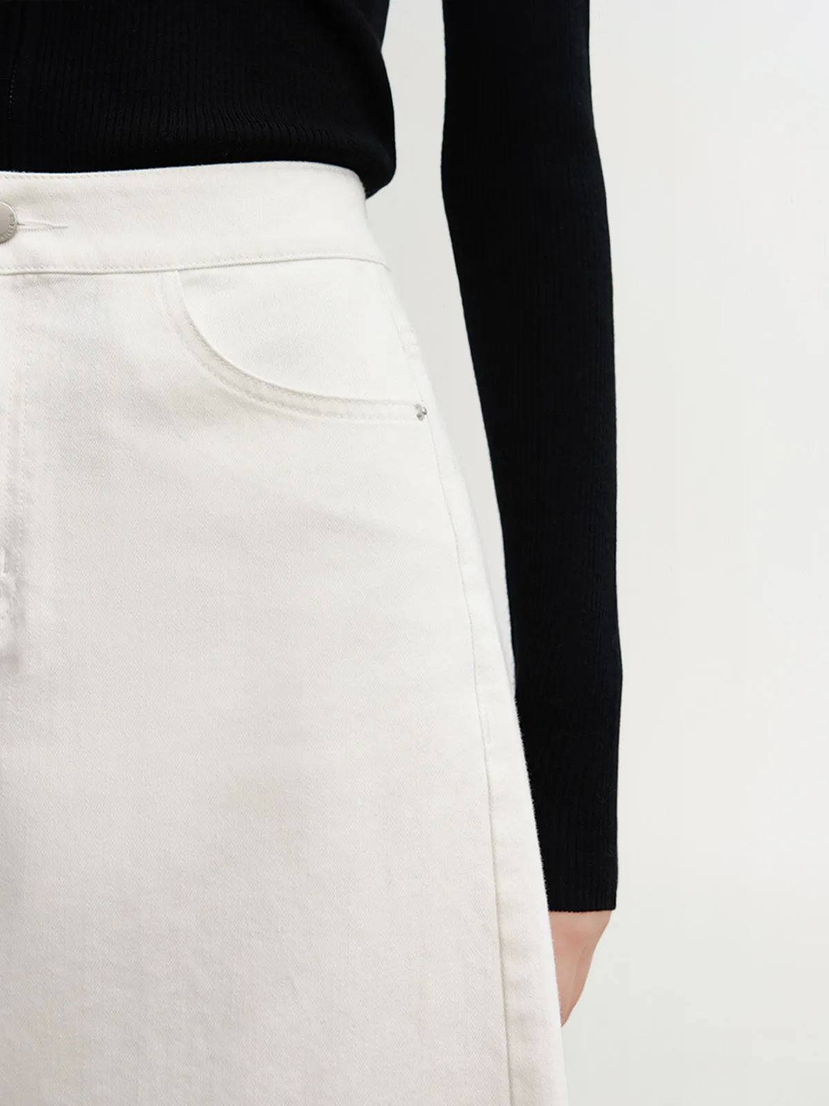 Front Slit Jeans Skirt