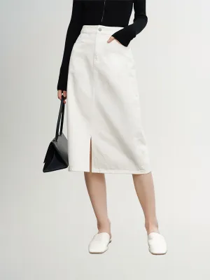 Front Slit Jeans Skirt