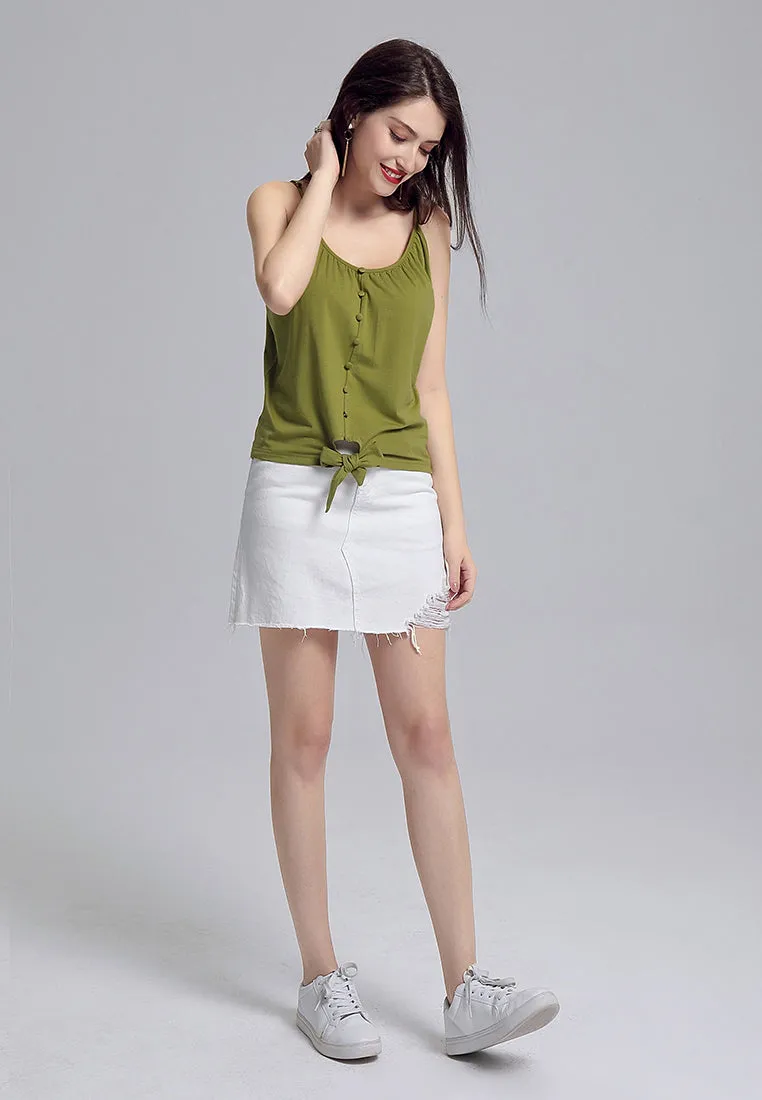 front tie spaghetti top