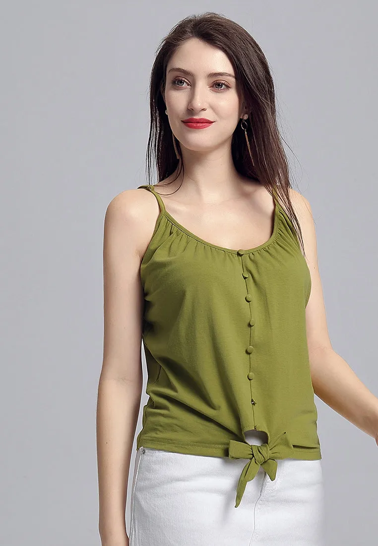 front tie spaghetti top