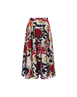 full skirt in printed duchesse