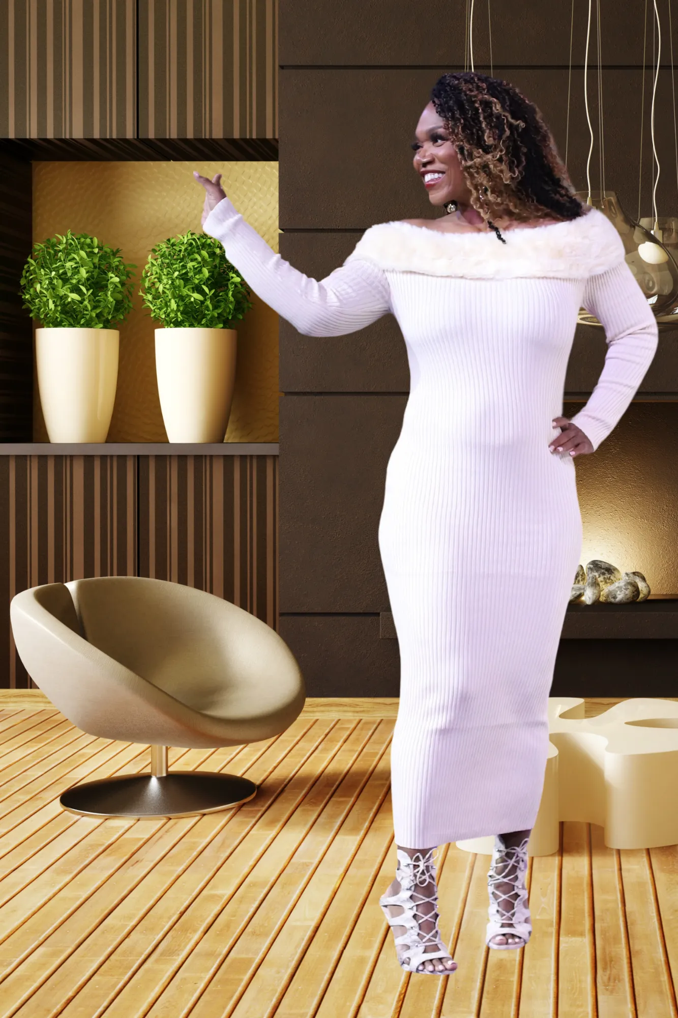 Furry Maxi Sweater Dress