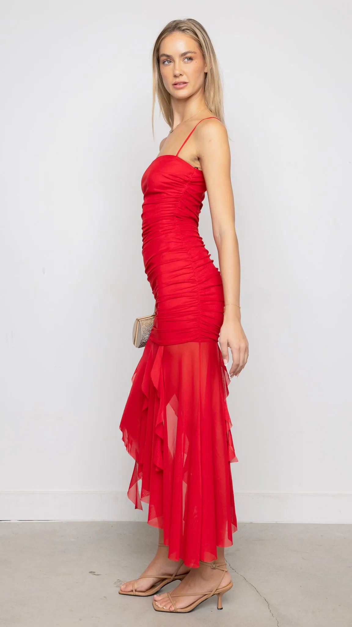 Gavin Midi Dress in Red
